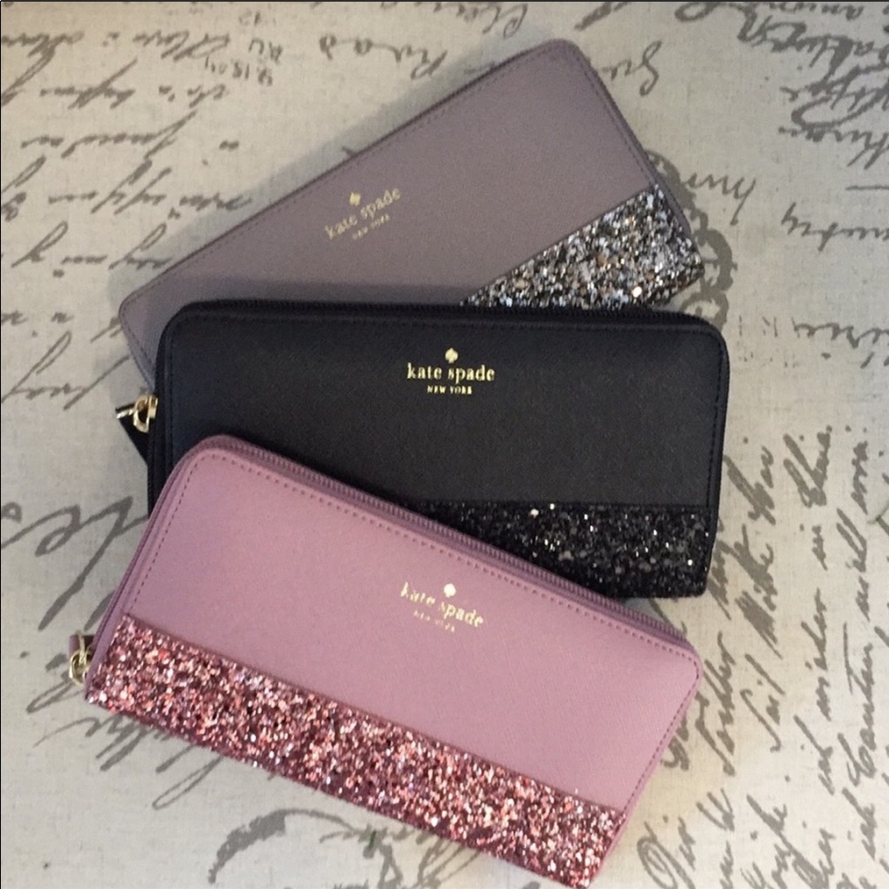 Kate spade glitter wallet - black or gray